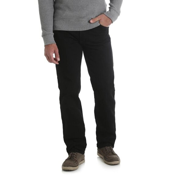 NWT Wrangler Rustler Mens Regular Fit Straight Heavy Duty 100%Cotton Jeans Black - Picture 1 of 5